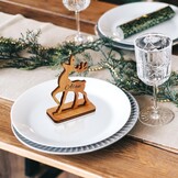 10x Houten Rendier Plaatskaartjes Kerst - Vrijstaand & Uniek