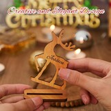 10x Houten Rendier Plaatskaartjes Kerst - Vrijstaand & Uniek