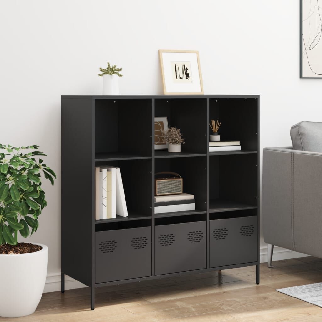 Hoge Kast Staal Zwart 101,5x39x103,5 cm - 34% Korting