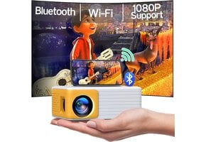 Draagbare Mini Beamer Full HD 1080P WiFi Bluetooth Geel - 46% Korting