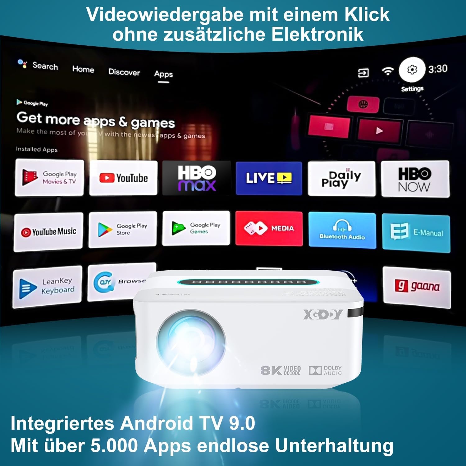 Smart projector 1080P 4K 8K Wit 12000 Lumen Android WiFi Bluetooth - 35% Korting