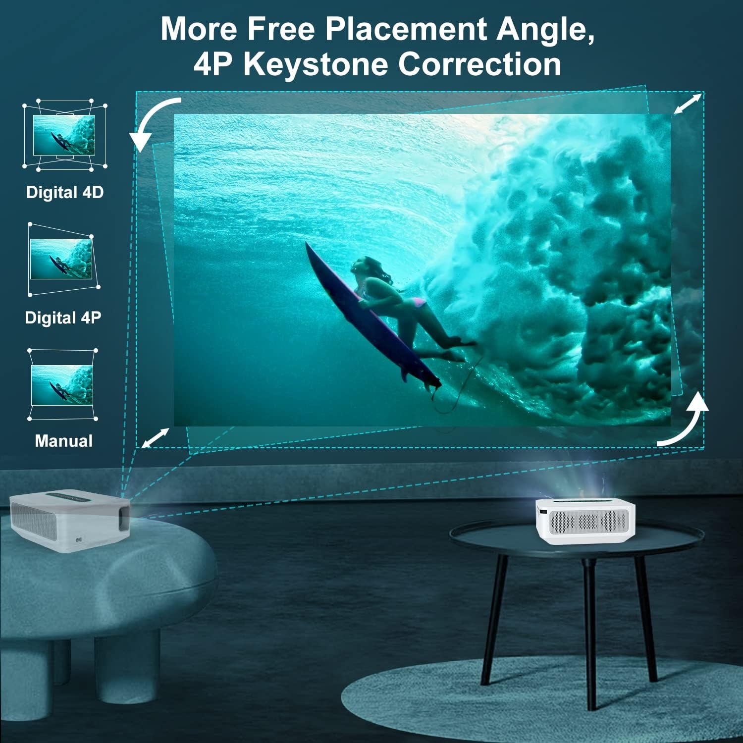 Smart projector 1080P 4K 8K Wit 12000 Lumen Android WiFi Bluetooth - 35% Korting