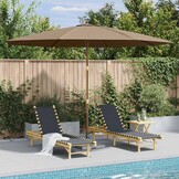 Parasol 350 cm Taupe - Houten Paal - 35% Korting