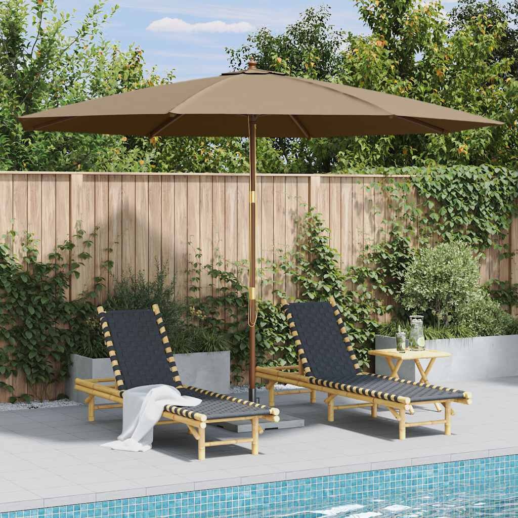 Parasol 350 cm Taupe - Houten Paal - 35% Korting