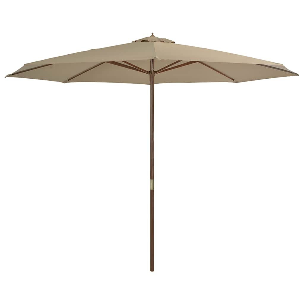 Parasol 350 cm Taupe - Houten Paal - 35% Korting