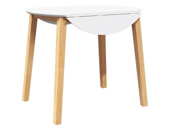 Eettafel massief rubberhout naturel/wit 90x90 cm - 35% korting