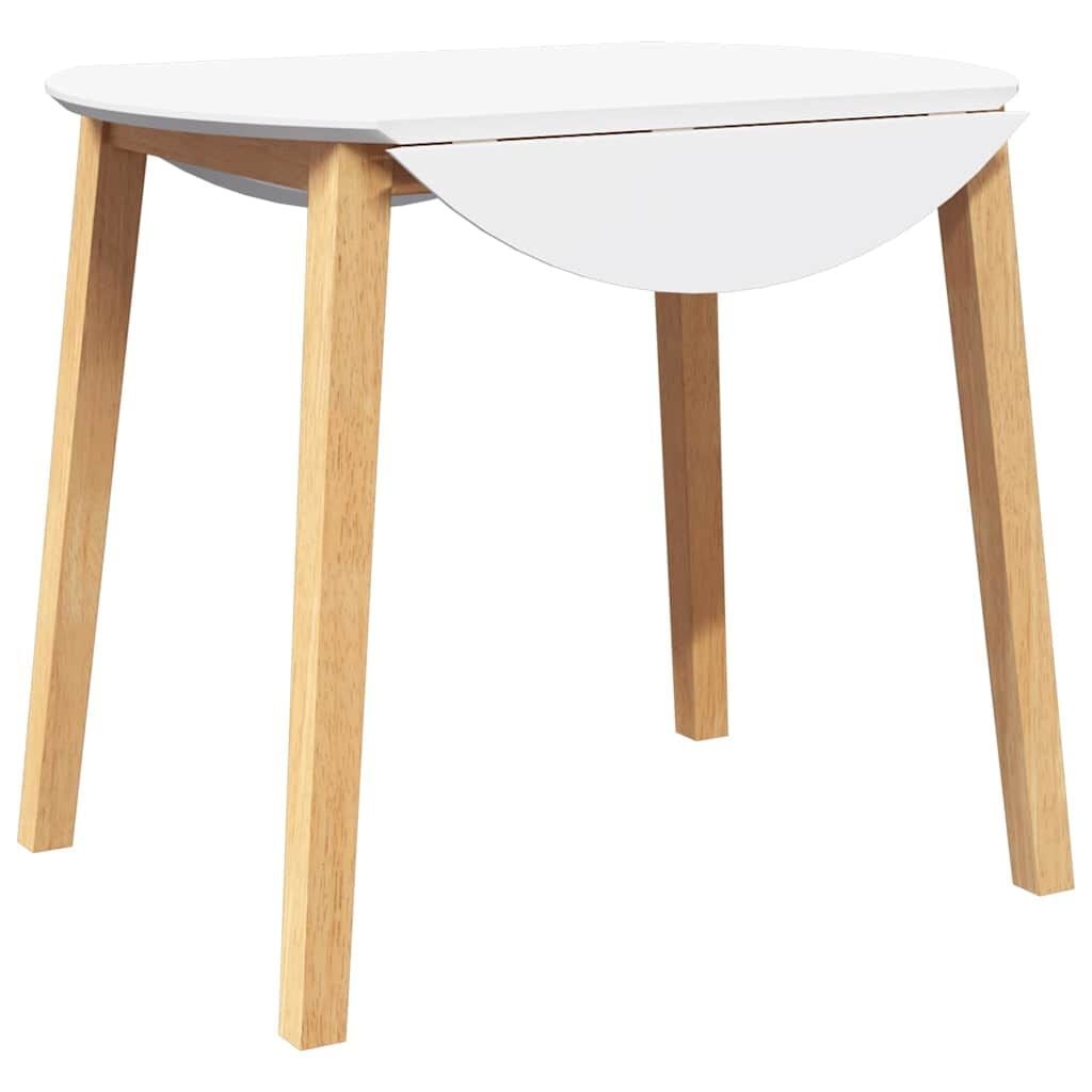 Eettafel massief rubberhout naturel/wit 90x90 cm - 35% korting