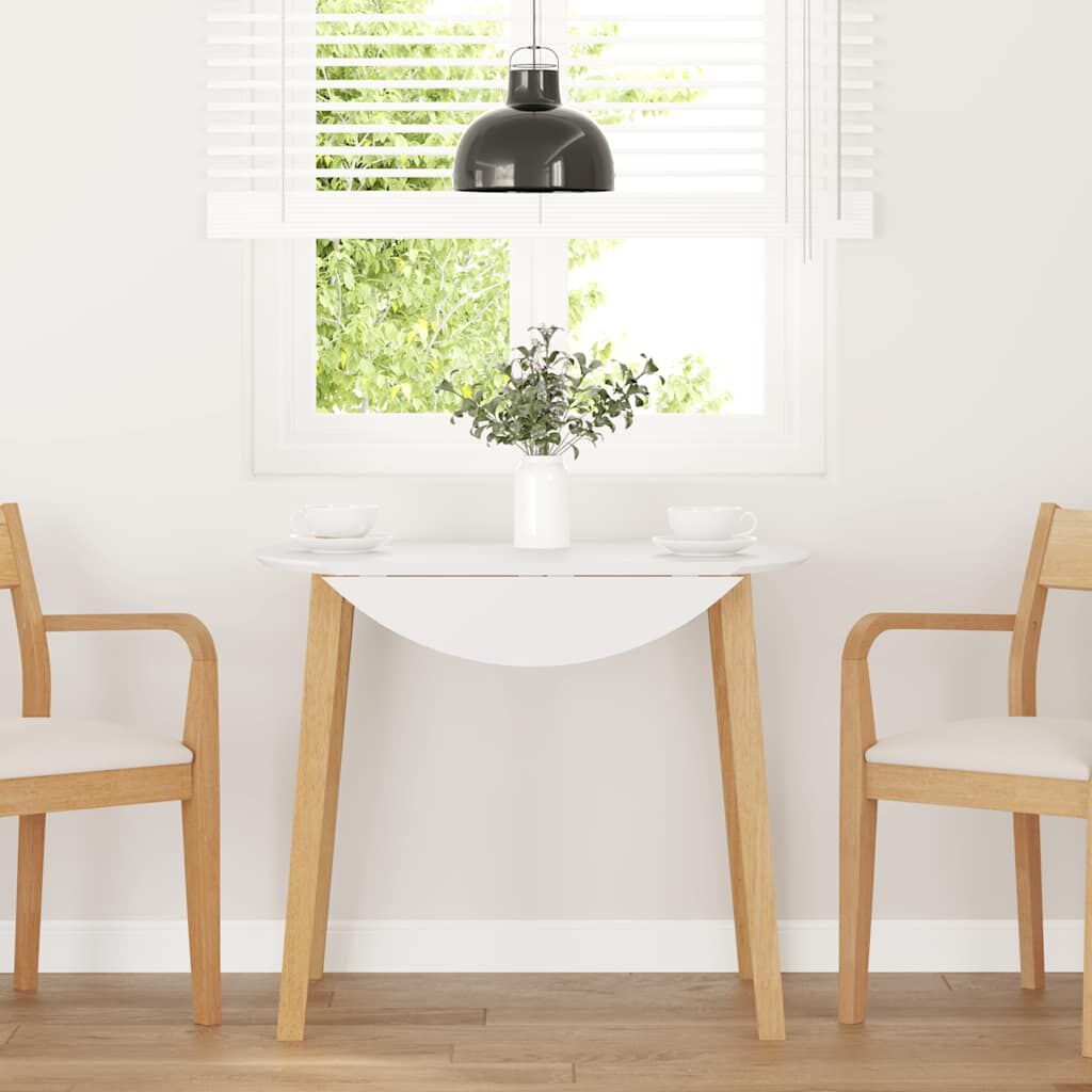 Eettafel massief rubberhout naturel/wit 90x90 cm - 35% korting