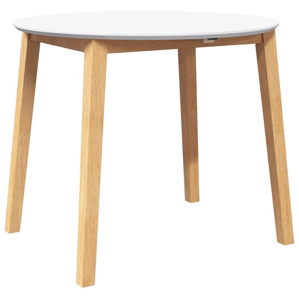 Eettafel massief rubberhout naturel/wit 90x90 cm - 35% korting
