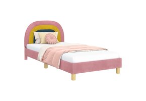 Kinderbedframe met Hoofdbord Roze 90 x 190 cm Fluweel - 46% Korting