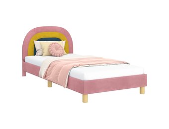 Kinderbedframe Roze Fluweel 90x190 cm met Hoofdbord - 35% Korting