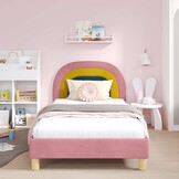 Kinderbedframe Roze Fluweel 90x190 cm met Hoofdbord - 35% Korting