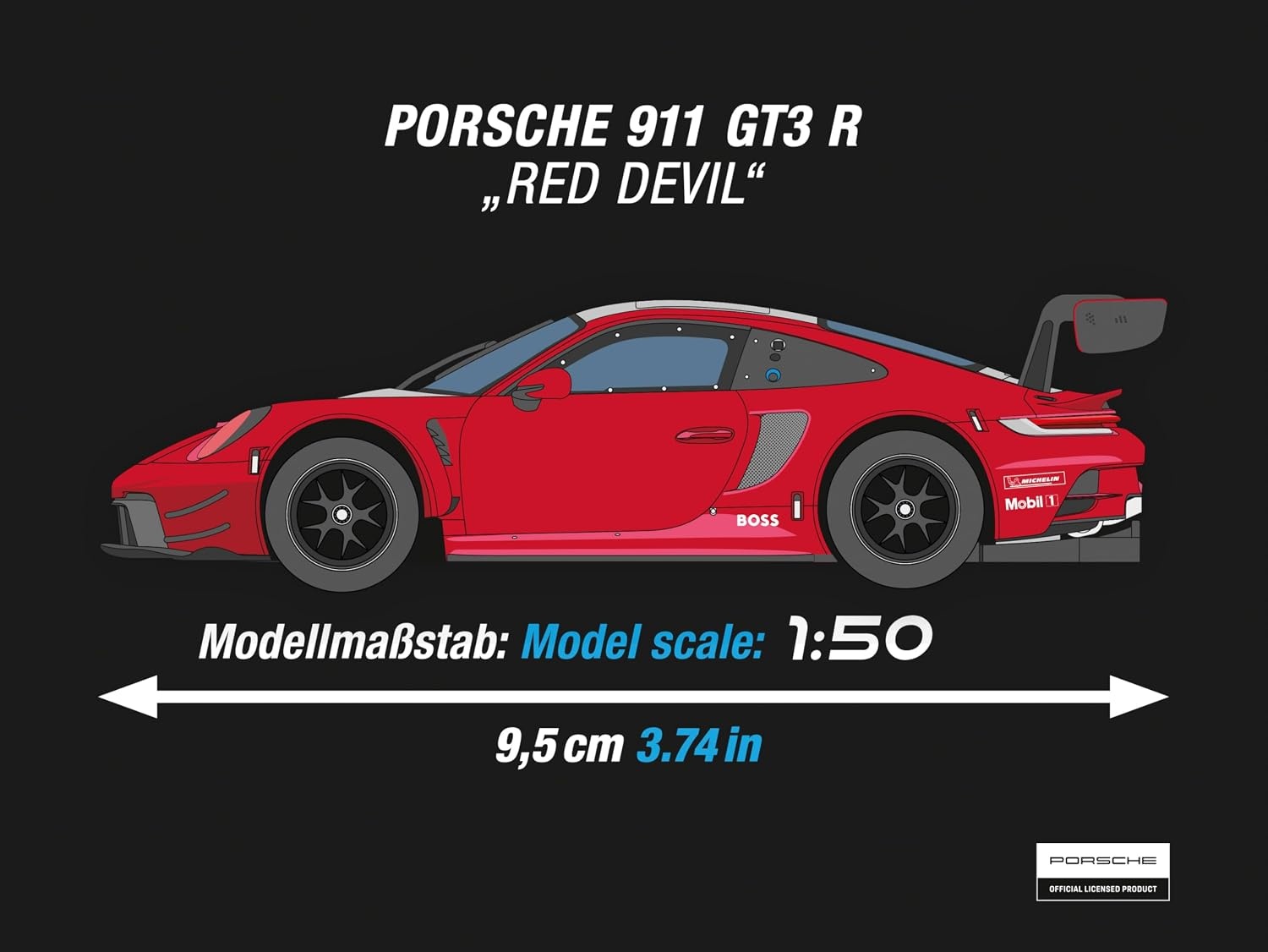 Porsche 911 GT3 R Hybrid Raceauto 1:50 - AI-ondersteund - 30% Korting