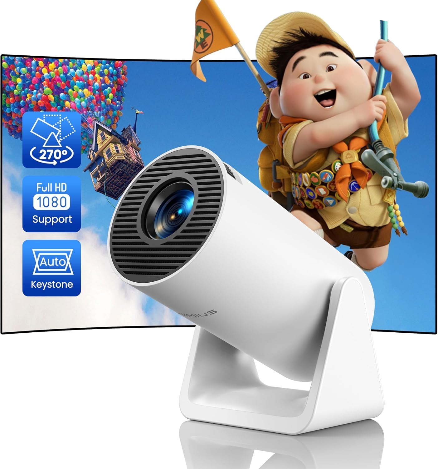 Full-HD Mini Projector (Wit/Zwart) - 1080P, 5G WiFi, 270° Draaibaar - 34% Korting