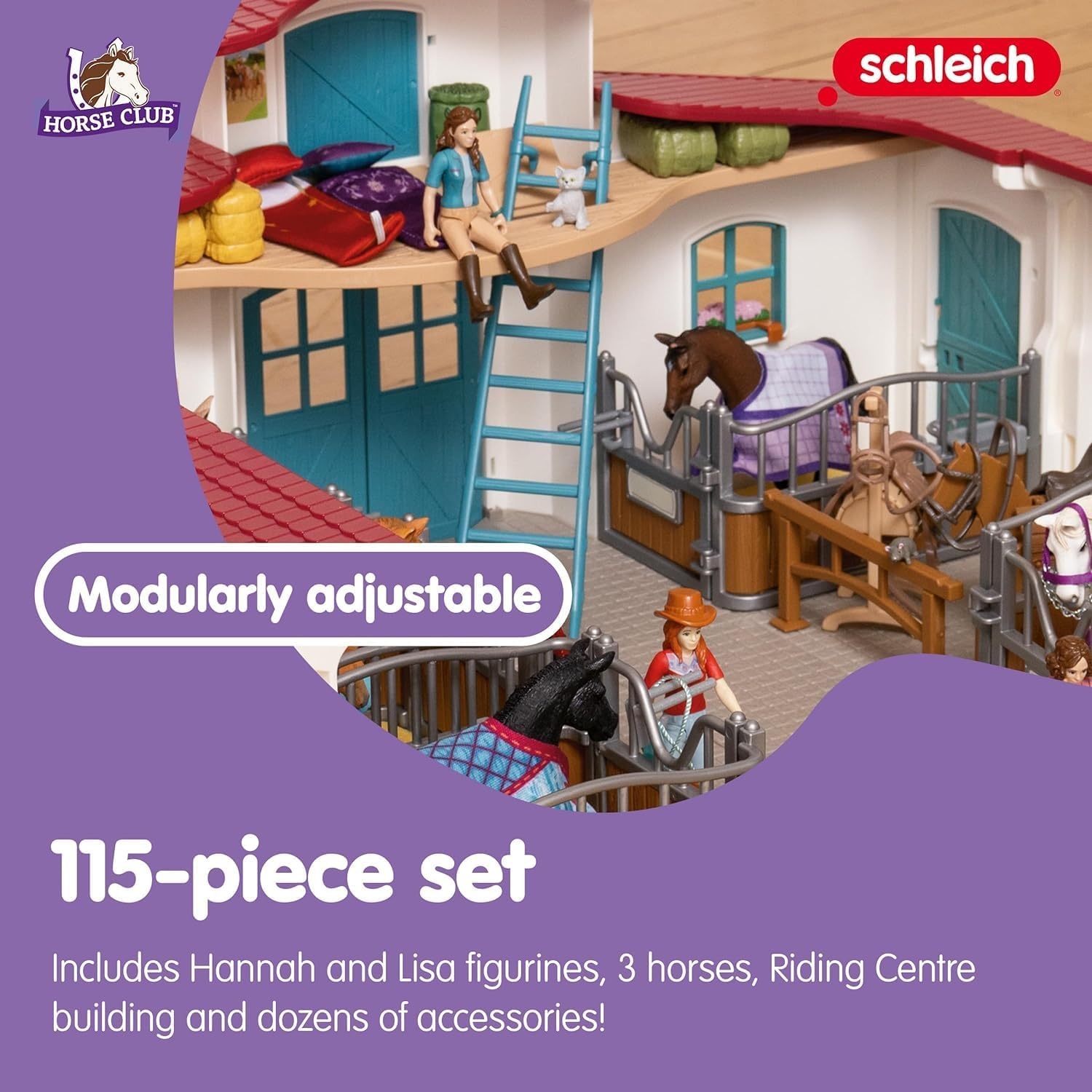 Paardenspeelset Manege met 3 paarden & Hannah/Lisa, 115-delig | 34% korting