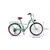 Meisjesfiets 26 inch 7 versnellingen - Mintgroen/Roze - 35% Korting