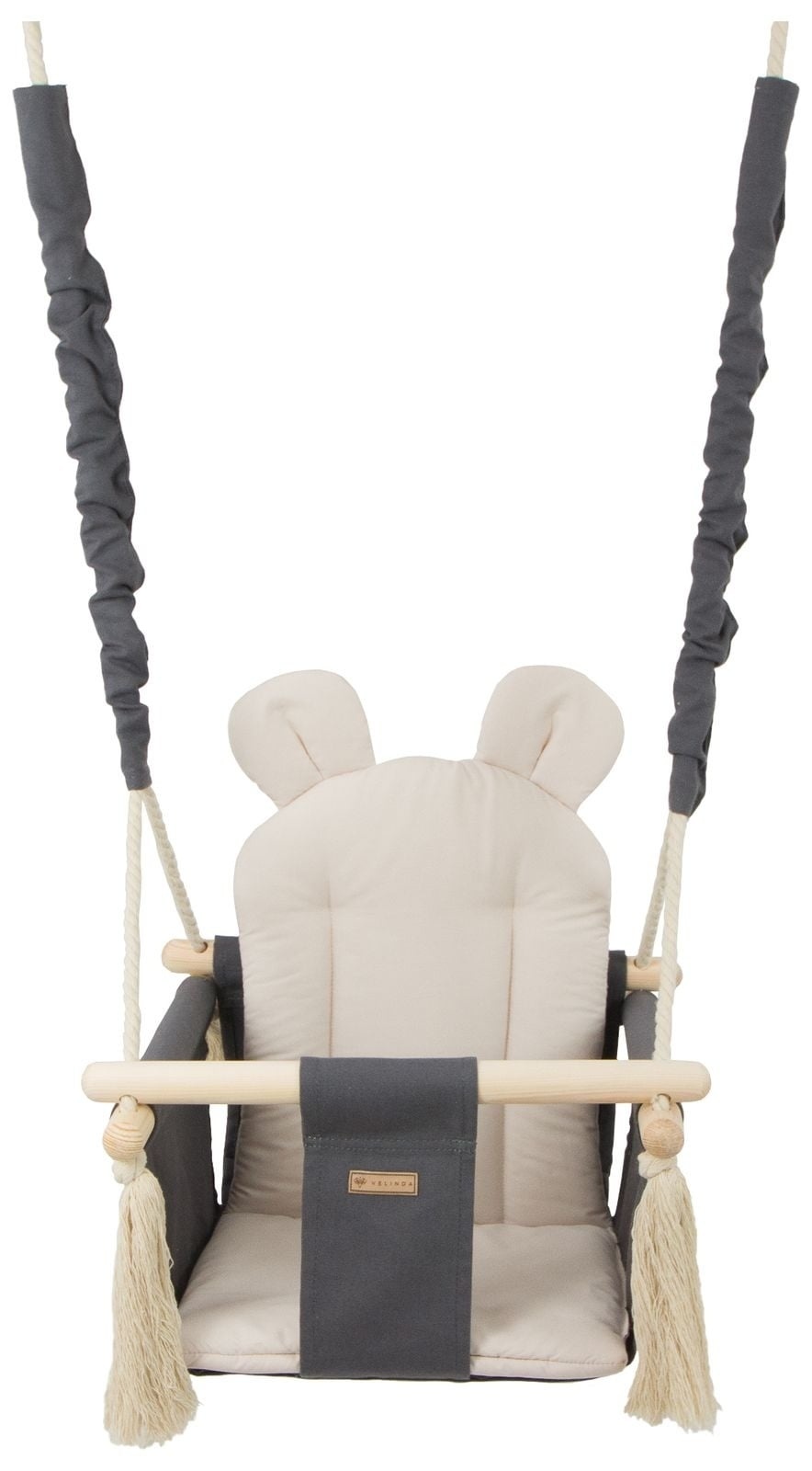 Babyschommel Grijs Beige Katoen Hout - 34% Korting