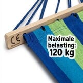 Groen Blauw Gestreept Katoen Hangmat 200x80 cm met Dwarsstang - 33% Korting!