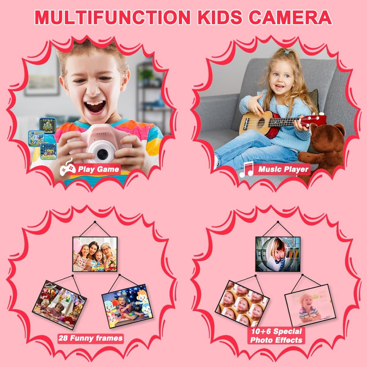 Digitale Kinder Camera Roze | 1080P HD | 32GB SD | 33% Korting