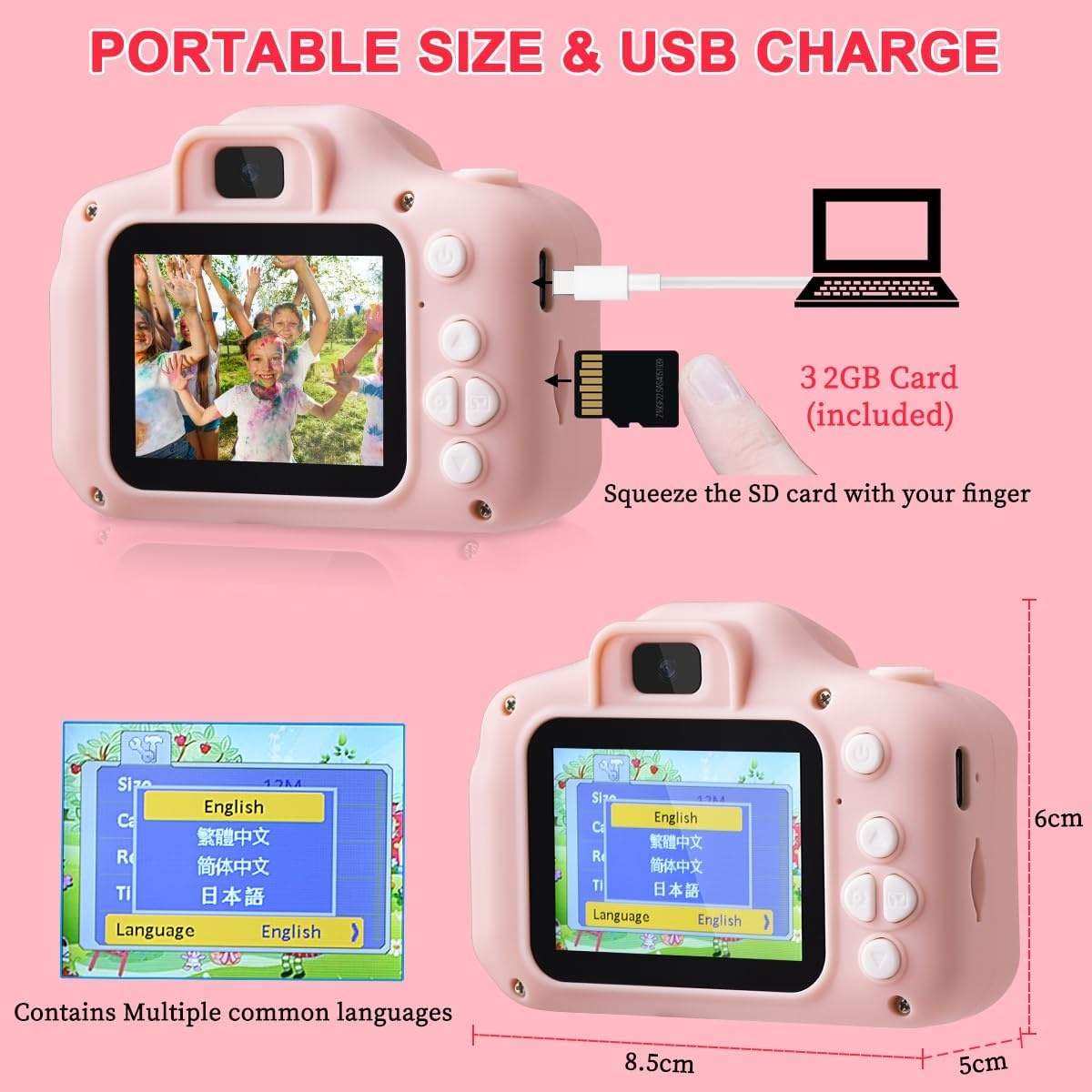 Digitale Kinder Camera Roze | 1080P HD | 32GB SD | 33% Korting