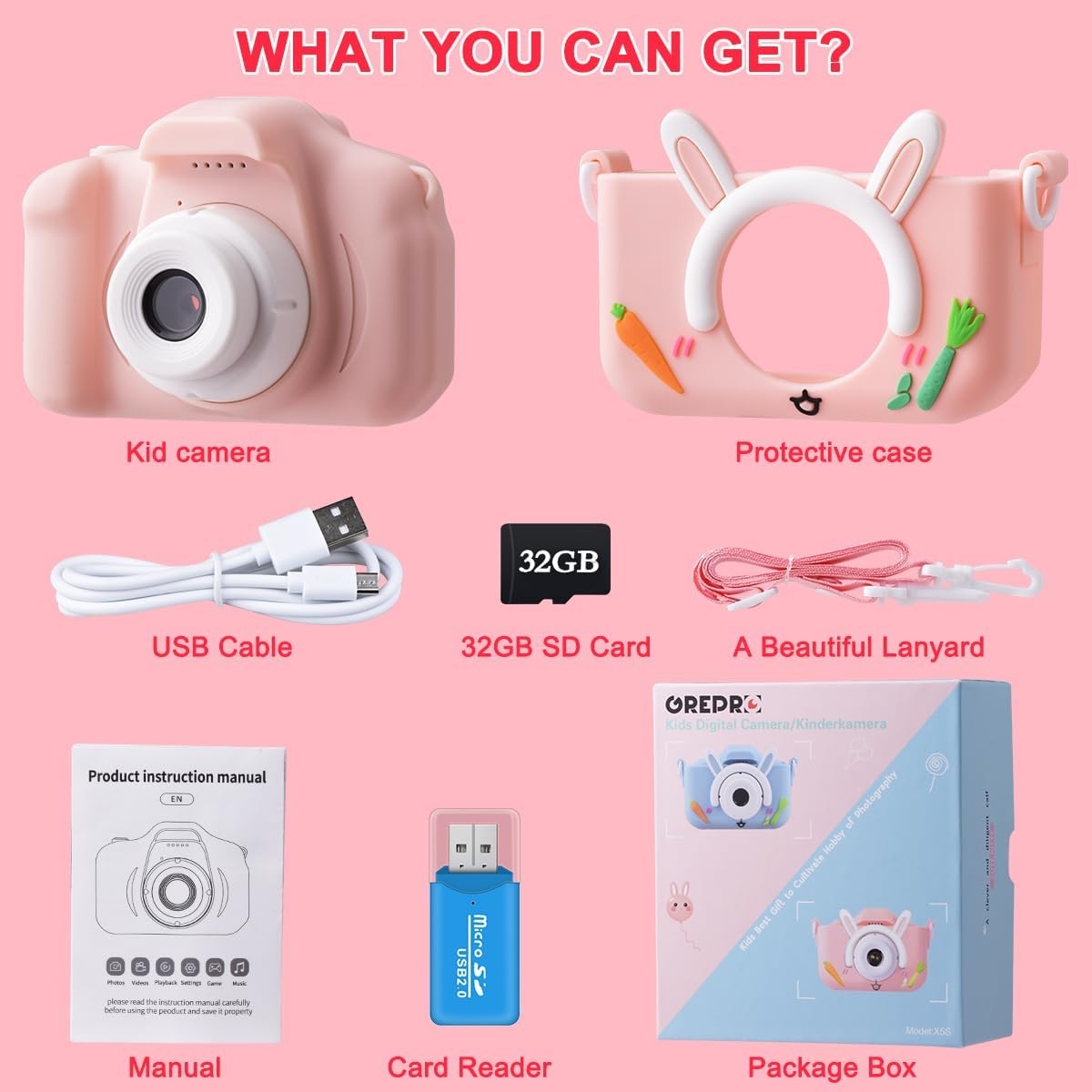 Digitale Kinder Camera Roze | 1080P HD | 32GB SD | 33% Korting