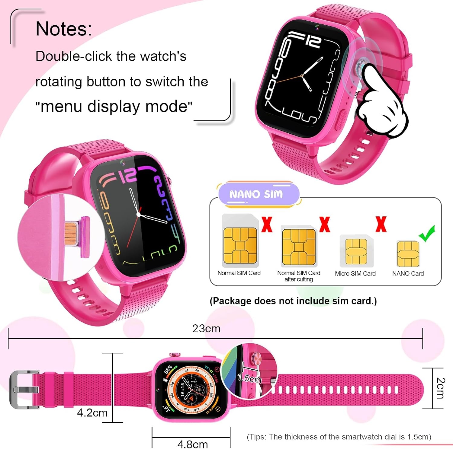 Kinder Smartwatch Roze (34% Korting!) GPS, 4G Video Bellen