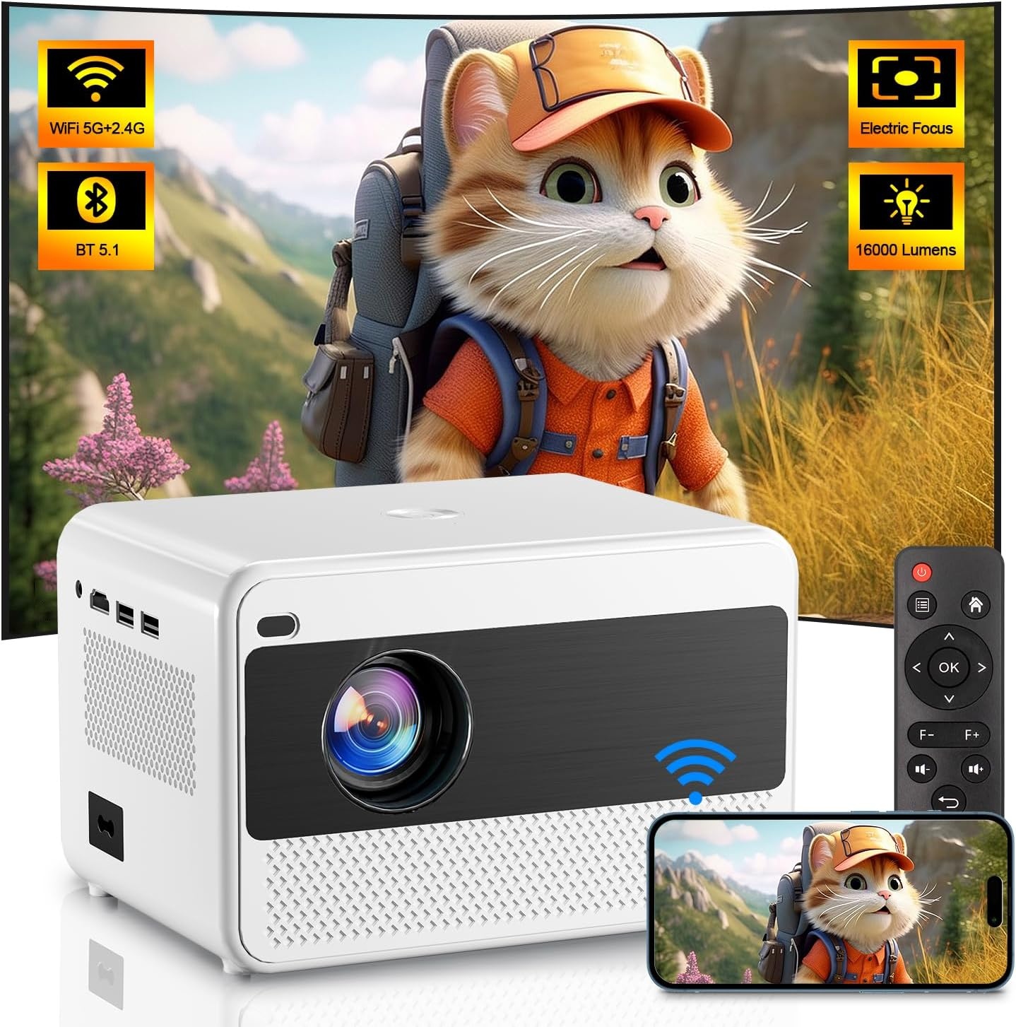 Draagbare Beamer Full HD 1080P 4K - 34% Korting
