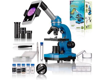 Studentenmicroscoop Blauw | 40x-1600x Vergroting | Incl. Smartphonehouder | 34% Korting