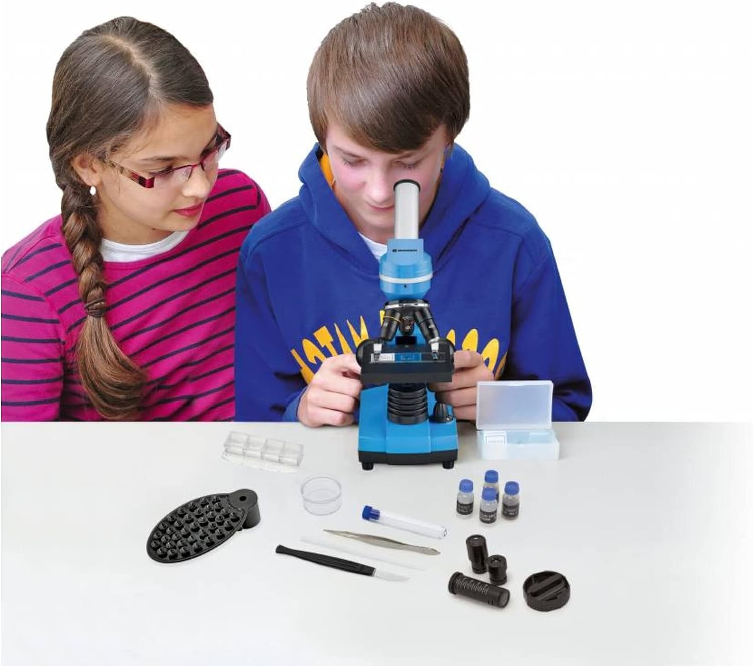 Studentenmicroscoop Blauw | 40x-1600x Vergroting | Incl. Smartphonehouder | 34% Korting