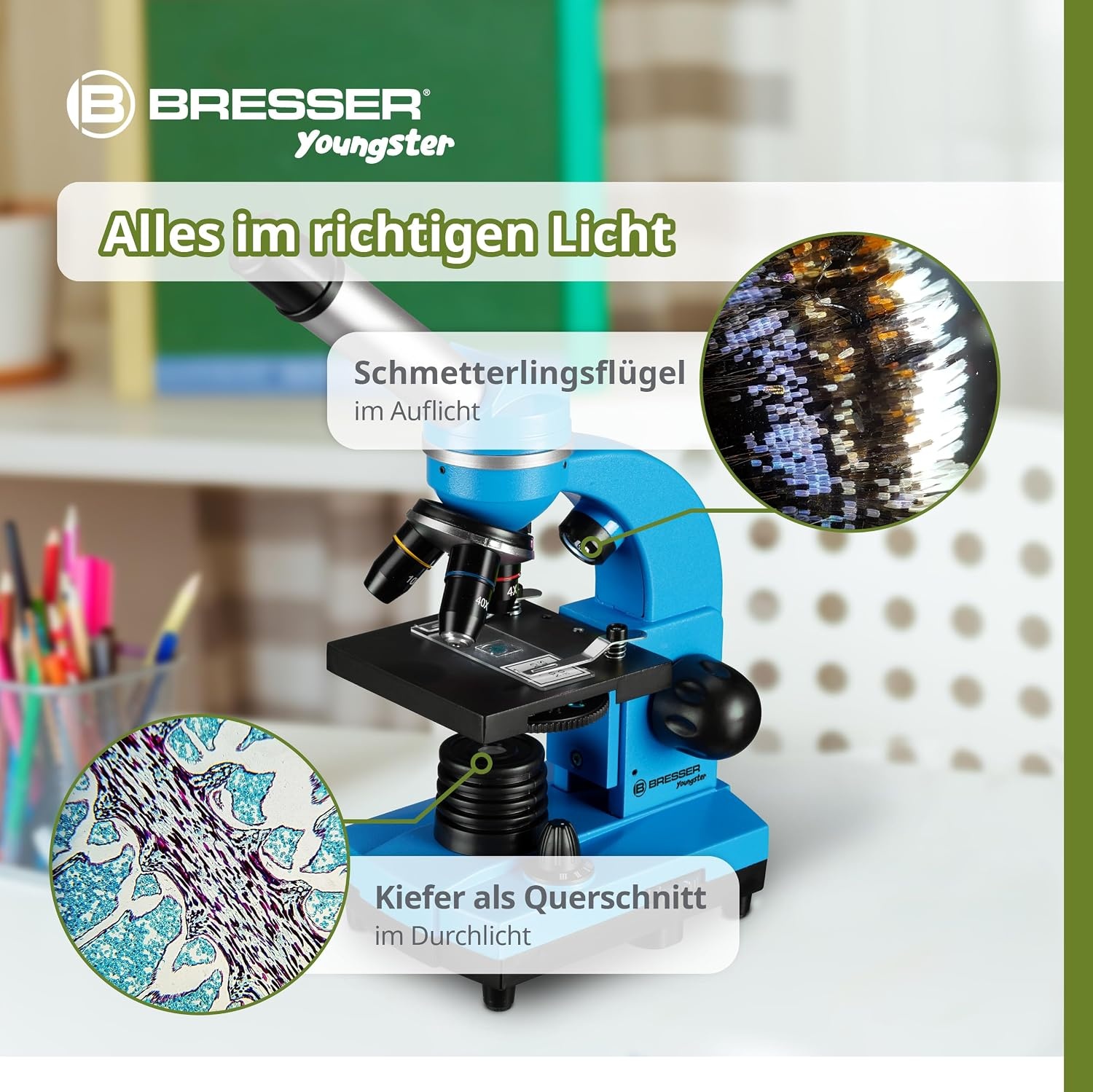Studentenmicroscoop Blauw | 40x-1600x Vergroting | Incl. Smartphonehouder | 34% Korting