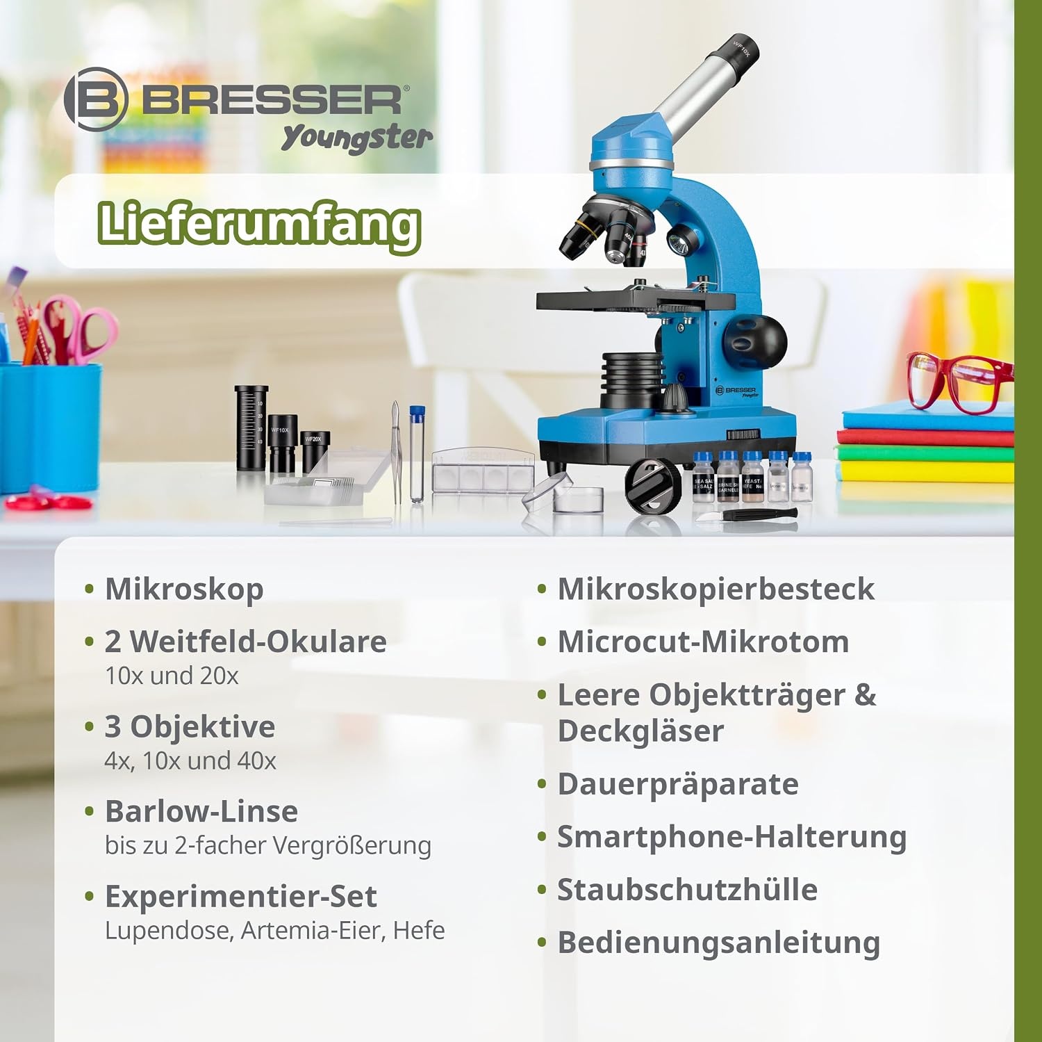 Studentenmicroscoop Blauw | 40x-1600x Vergroting | Incl. Smartphonehouder | 34% Korting