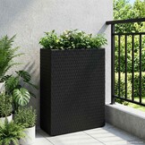 Hoge Plantenbak Zwart Polyrattan 55x22x70 cm - 34% Korting