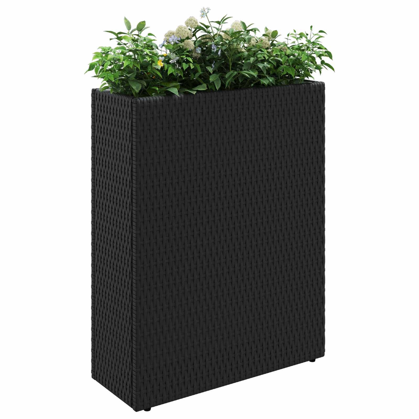 Hoge Plantenbak Zwart Polyrattan 55x22x70 cm - 34% Korting