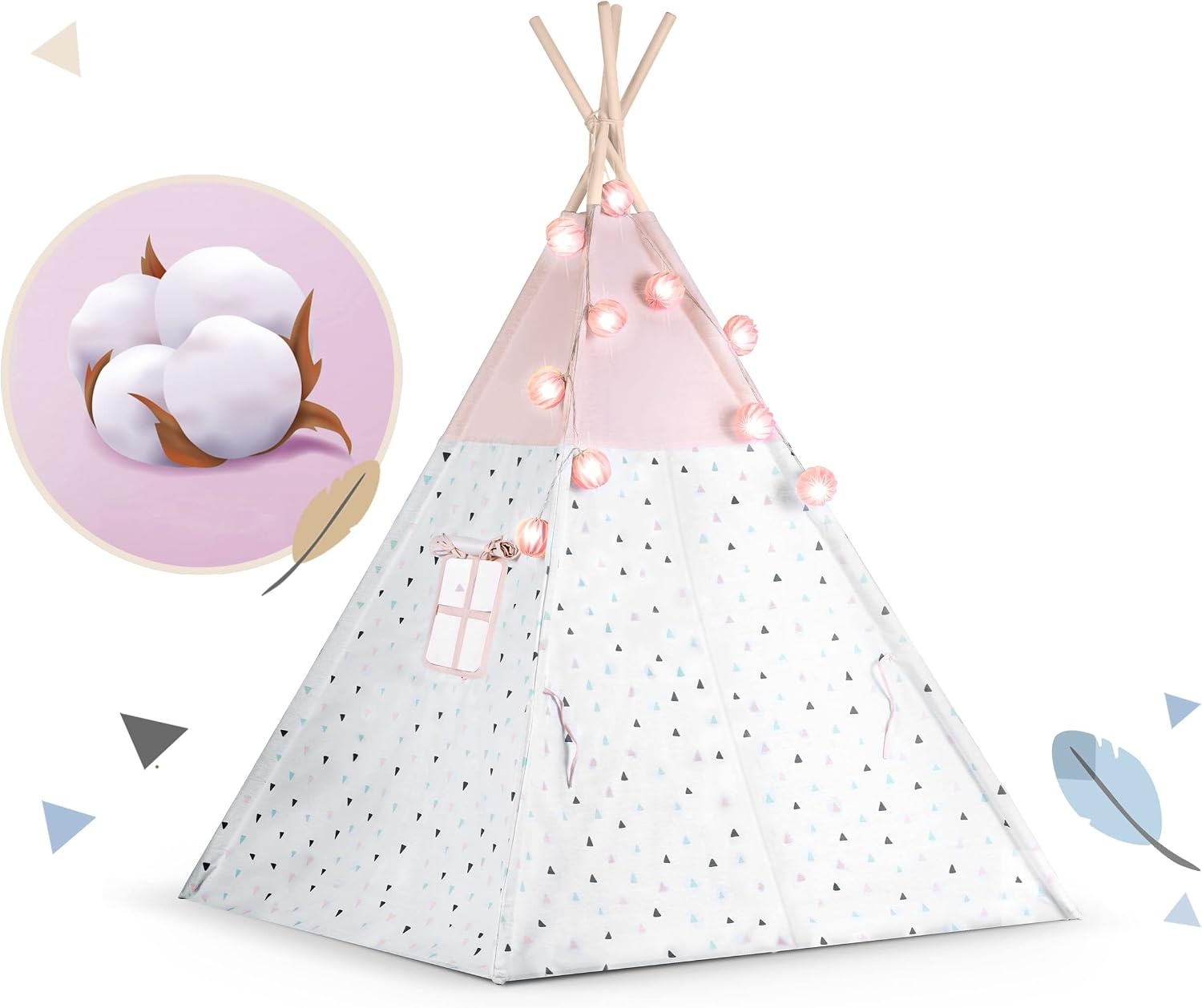 Kindertipi Speeltent Roze - Montessori Stijl met Kussens & Verlichting - 34% Korting