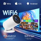 Mini Projector Wit/Zwart 4K 1080P WiFi 6 Bluetooth 5.2 Android Smart TV 34%