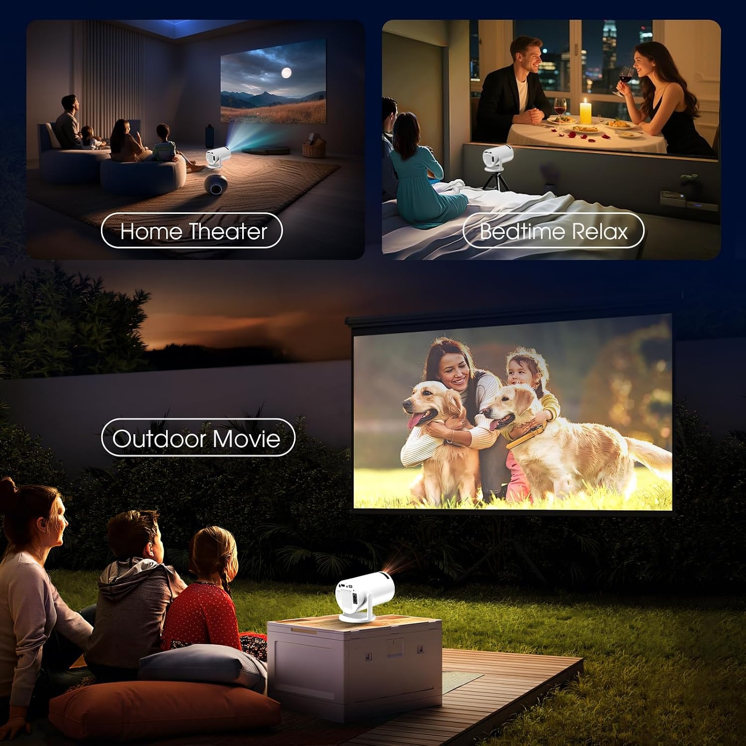 Mini Projector Wit/Zwart 4K 1080P WiFi 6 Bluetooth 5.2 Android Smart TV 34%