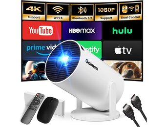 Mini Smart TV Projector 4K 1080P HDR WiFi 6 Zwart - 34% Korting