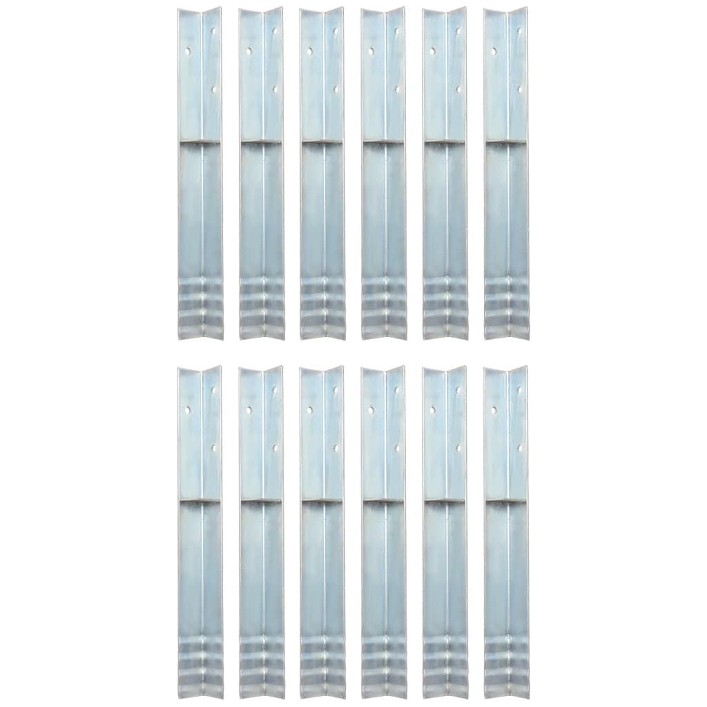 VidaXL Grondanker L-vormig 5x5x50 cm Gegalvaniseerd Staal (12 stuks, 30% korting)