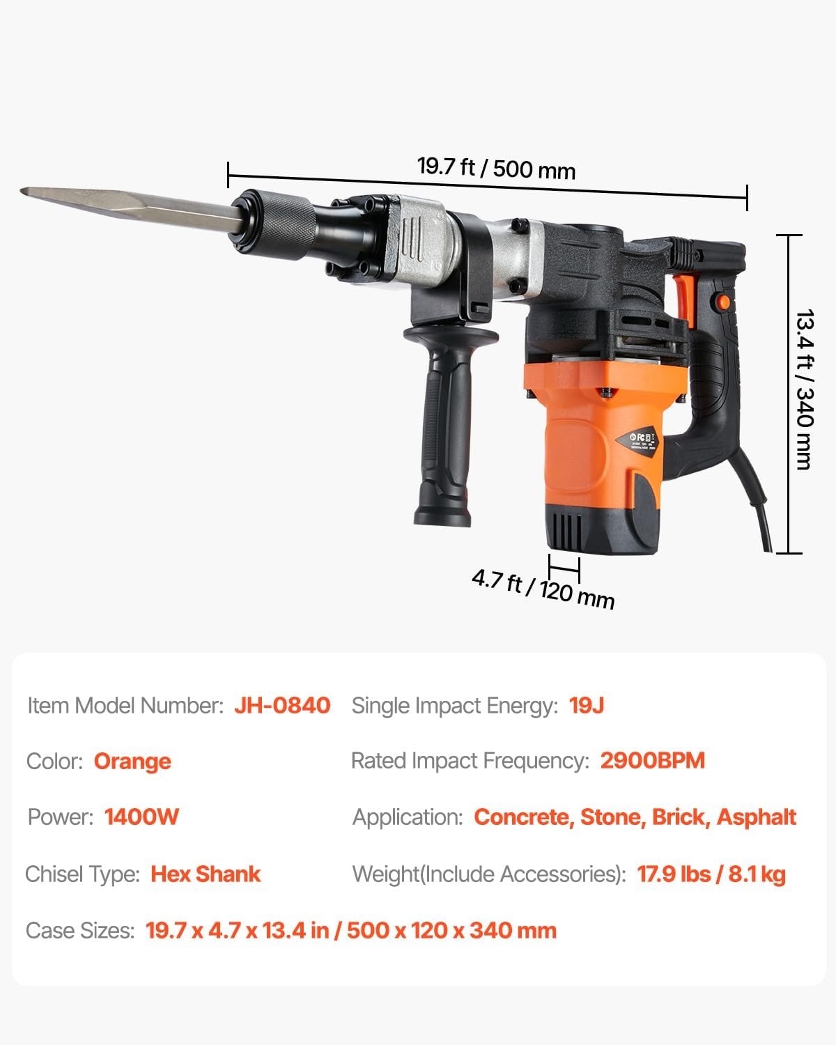 Sloophamer 1400W Oranje - 34% Korting