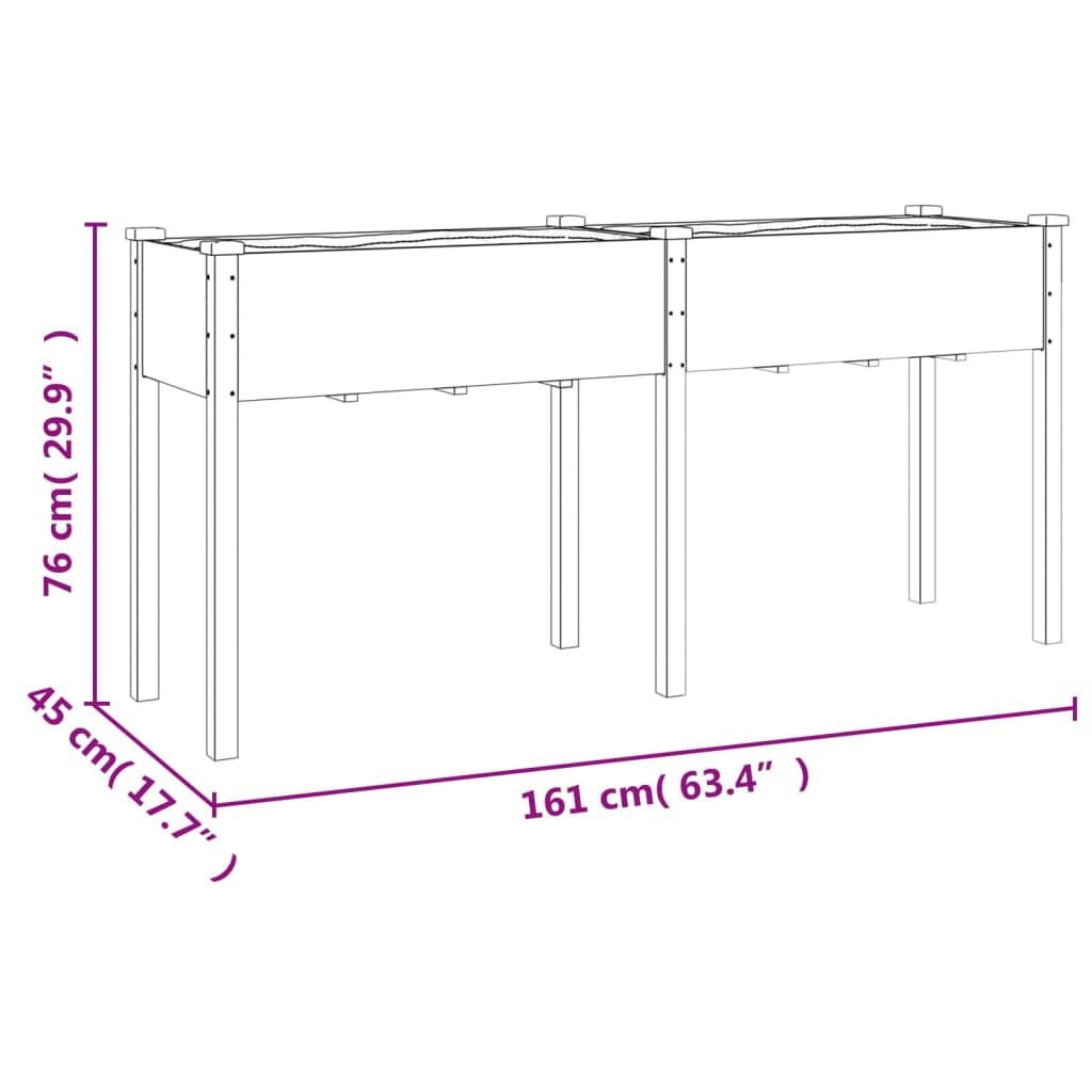 Plantenbak met Voering 161x45x76 cm Vurenhout Bruin - 34% Korting