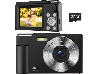 Digitale Kinder Camera Zwart - 48MP FHD - 16x Zoom - 32GB - 34% Korting