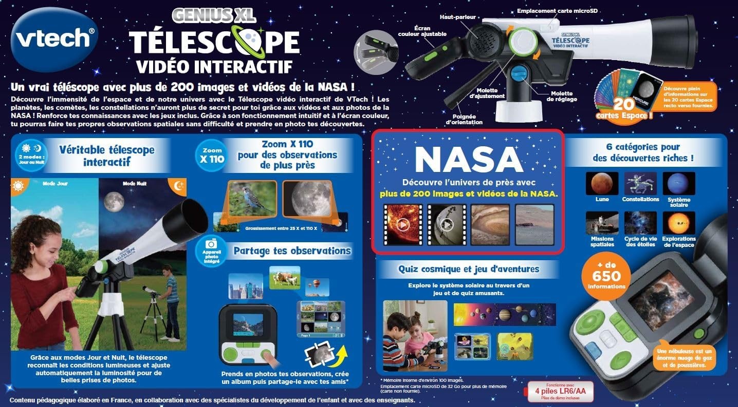 Interactieve Videotelescoop Kinderen 7+ | 110x Zoom, Kleurenscherm | 35% Korting