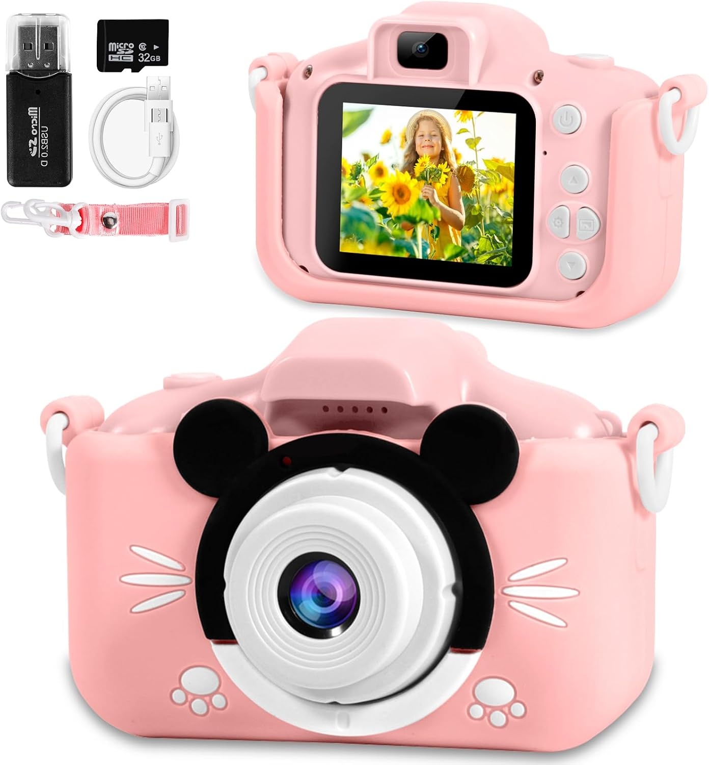 Roze Digitale Kindercamera 20MP + 32GB SD-kaart (32% Korting)