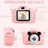 Roze Digitale Kindercamera 20MP + 32GB SD-kaart (32% Korting)