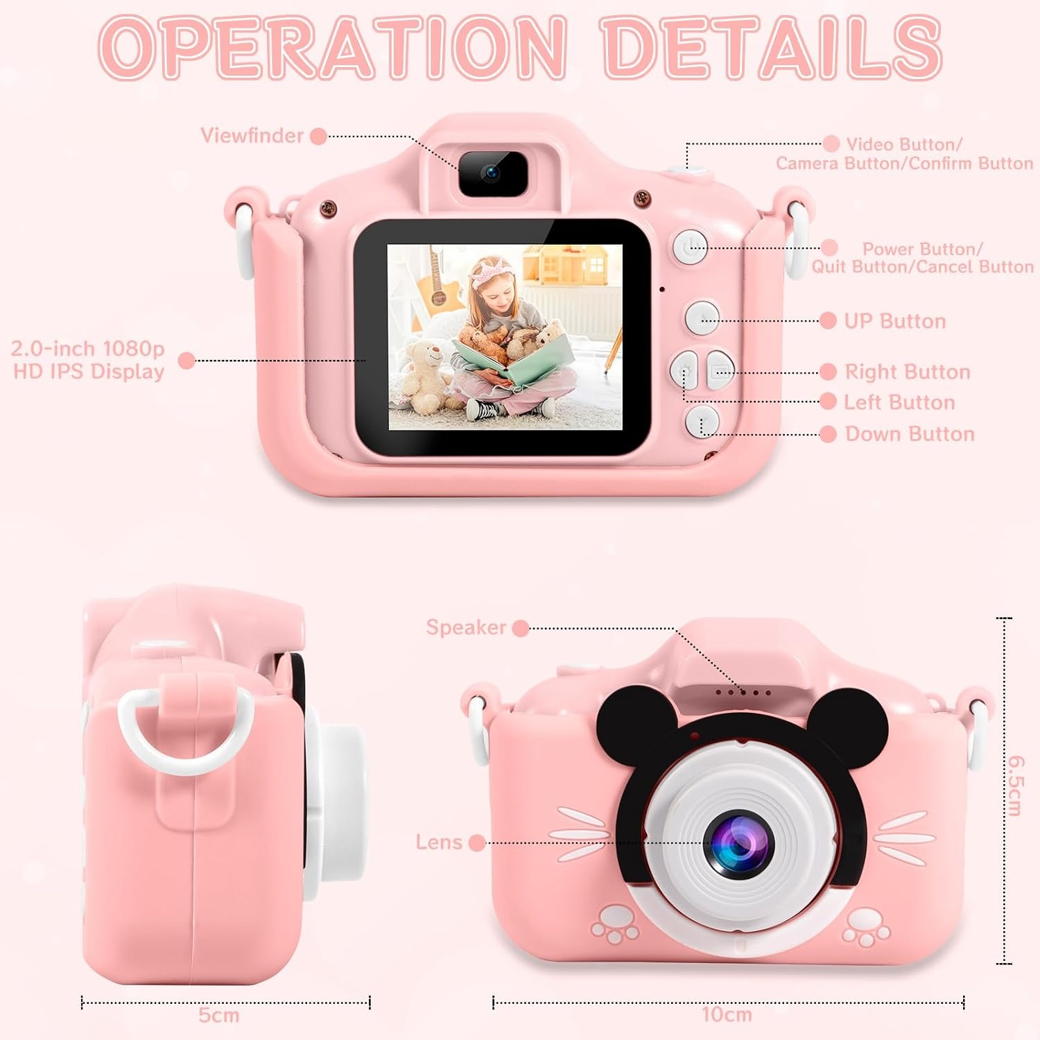 Roze Digitale Kindercamera 20MP + 32GB SD-kaart (32% Korting)