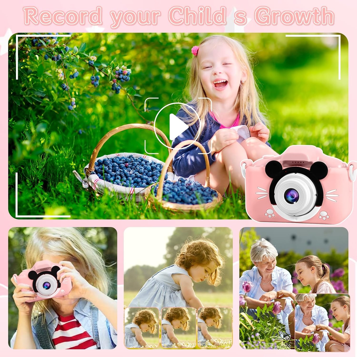 Roze Digitale Kindercamera 20MP + 32GB SD-kaart (32% Korting)