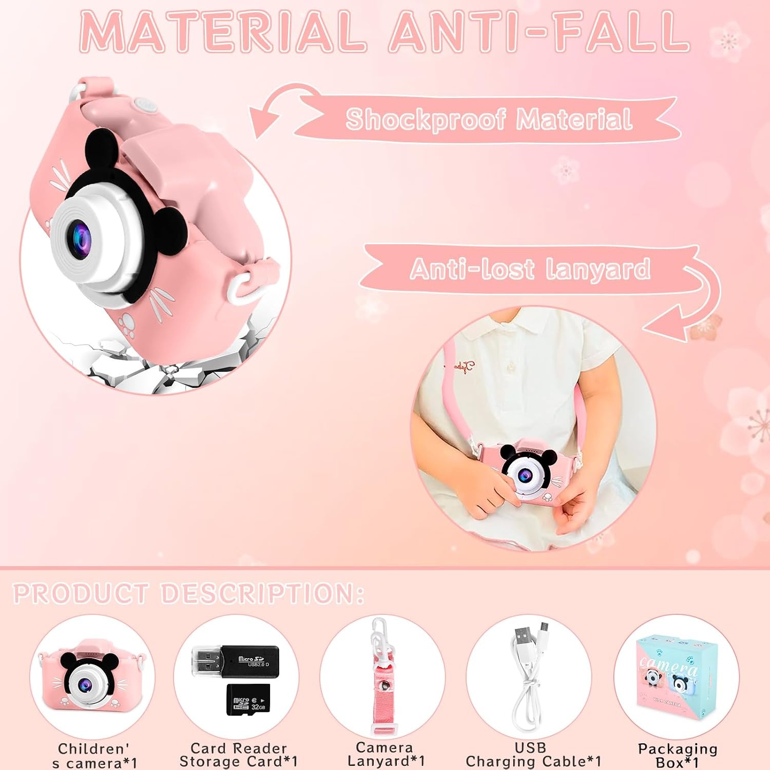 Roze Digitale Kindercamera 20MP + 32GB SD-kaart (32% Korting)