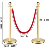 4x Gouden Afzetpaaltjes met Rood Fluweel Touw - 34% Korting