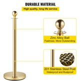 4x Gouden Afzetpaaltjes met Rood Fluweel Touw - 34% Korting