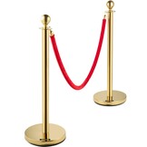 4x Gouden Afzetpaaltjes met Rood Fluweel Touw - 34% Korting